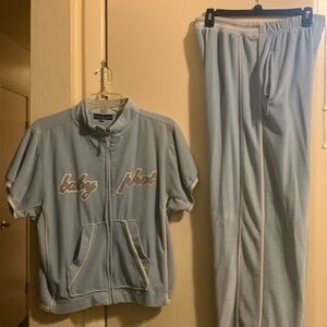Baby Phat women’s baby blue large vintage velour sweat suit